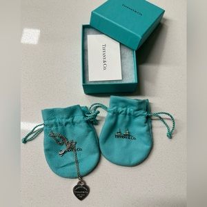 Tiffany & Co. Heart Tag Stud Earrings. Tiffany Blue Small Heart Tag Pendant